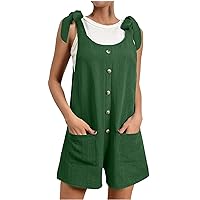 Women's Jumpsuits, Rompers & Overalls Summer Casual Sleeveless Pleated Shorts Overalls Jumpsuits Rompers, S-L