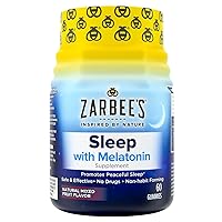 Zarbee's Melatonin Gummies 3mg Sleep Supplement to Promote Peaceful Sleep, Natural Mixed Fruit Flavor, Adults Gummy Age 12 Up, 60 Count