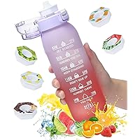 Air Water Bottle,5 Flavour 1000ML Scent Water Bottle with Air Water Leak Proof Sports Water Cup with Straw,Fruit Fragrance Water Bottle Suitable for Outdoor Sports (Gradient Purple Red)
