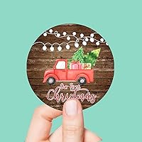 100PCS Stickers Our First Christmas Sticker, Christmas Pickup Truck Tree Vinyl for Cars Laptops, Guitar, Water Bottles Envelope Seals & Goodie Bags Holiday Party Suppliesplies