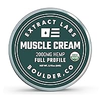 Extract Labs Muscle Cream with Hemp Oil, Organic Lotion, Support for Discomfort in Joint, Back, Foot, Leg, Made with Natural, Plant Based Ingredients