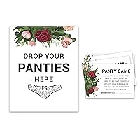 Bridal Shower Game 1 Sign + 30 Size Cards White Floral Greenery Girls Night Out Bachelorette Party Panty Game
