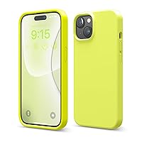 elago Compatible with iPhone 15 Case, Liquid Silicone Case, Full Body Protective Cover, Shockproof, Slim Phone Case, Anti-Scratch Soft Microfiber Lining, 6.1 inch (Neon Yellow)