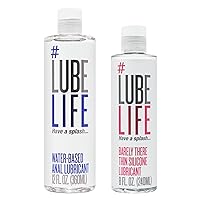 Lube Life Access Bundle, Barely There Thin Silicone Lubricant and Water-Based Anal Lubricant, Paired Perfectly for All Bedroom Fun, for Men, Women and Couples, 12 Fl Oz