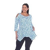 Women's Plus Size Cold Shoulder Leopard Print Tunic Top with Pockets