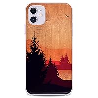 TPU Case Compatible with Apple iPhone 12 5G 12 Pro 2020 Cover 6.1 inches iPh 12 Sunset Landscape Dark Nature Red Orange Clear Design Man Cute Wooden Print Soft Slim fit Flexible Silicone Girls