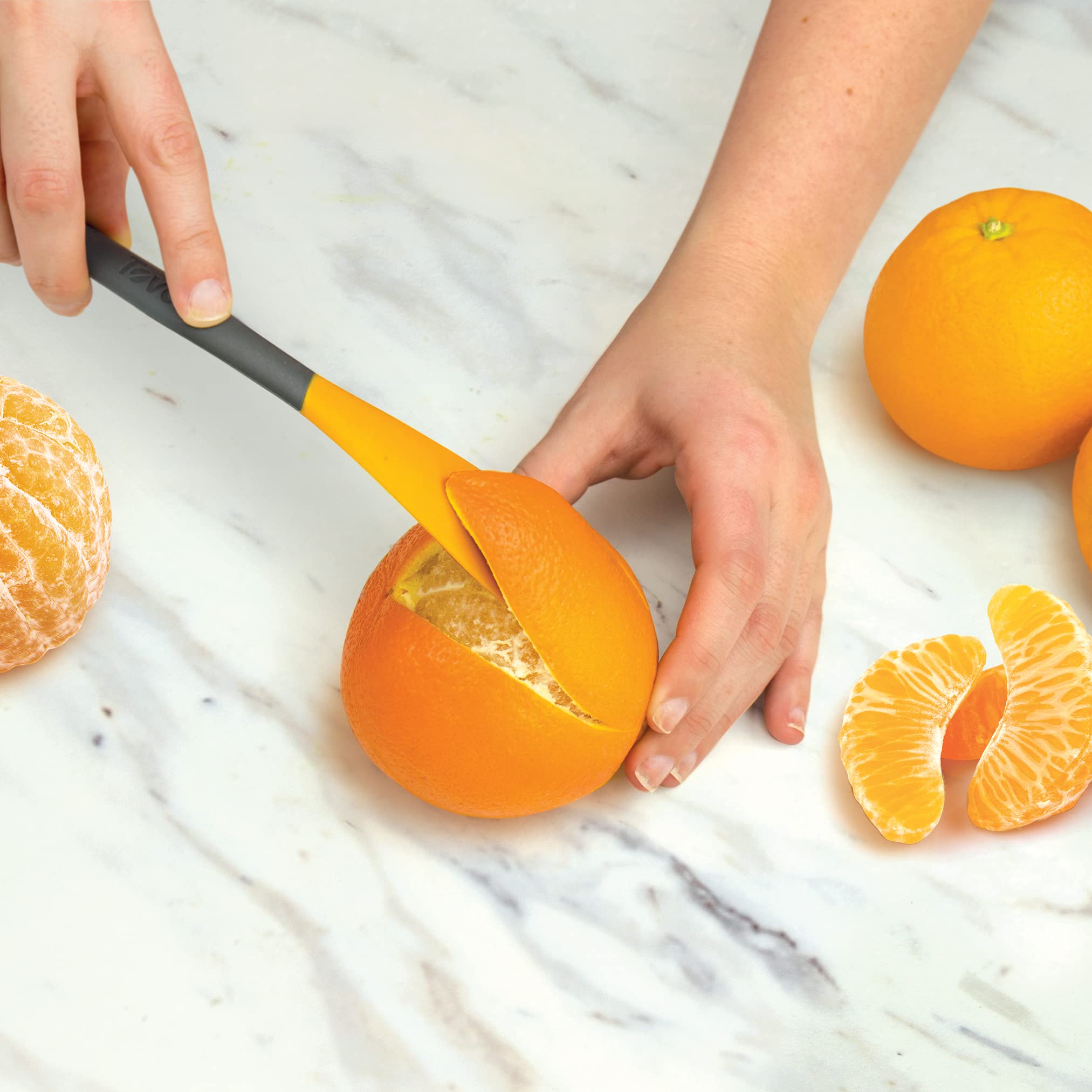 Tovolo 2-In-1 Citrus Tool, 2-In-1 Orange Peeler Tool With Non-Slip Handle, Double-Ended Citrus Peeler for Kitchen, Citrus Pith Slicer & Removal Paddle Kitchen Tool Large