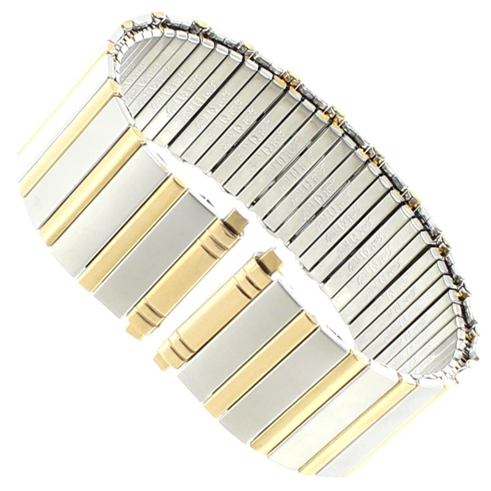 18-22mm Hirsch Shiny Gold Matte Stainless Mens Expansion Watch Band Reg 643-00