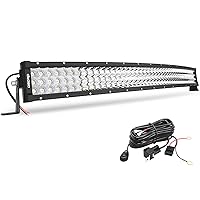 OEDRO 32Inch LED Light Bar Curved 405W Triple Rows Work Light Spot Flood Combo Driving Lighting Off Road Fog Lamps with Wiring Harness for Jeep Truck Pickup 4x4 4WD SUV ATV UTV Boat