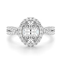 Kiara Gems 3.50 CT Oval Moissanite Engagement Ring Wedding Bridal Ring Set Solitaire Accent Halo Style 10K 14K 18K Solid Gold Sterling Silver Anniversary Ring, Gift for Her