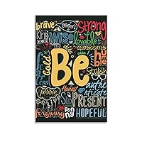 PTUYRY Be Happy, Strong, Brave Life Inspirational Quotes Collage Wall Decor Poster Canvas Painting Posters And Prints Wall Art Pictures for Living Room Bedroom Decor 16x24inch(40x60cm) Unframe-style