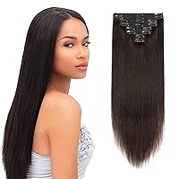 10 inch Double Weft 100% Remy Human Hair Clip in Extensions Grade 7A Quality Full Head Thick Short Soft Silky Straight 8pcs 18clips for Women Beauty 110g #2 Dark Brown
