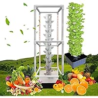 15 Layer 45 Holes Indoor Hydroponic Grow System with Led Grow Llight, DIY Soilless Cultivation Hydroponic Tower Growing Sytem with Pump and Movable Water Tank