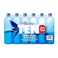 TEN Alkaline Spring Water, pH 10, High in Electrolytes, 16.9 Fl Oz (Pack of 24)