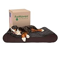 Furhaven Cooling Gel Dog Bed for Extra Large Dogs w/ Removable Washable Cover, For Dogs Up to 180 lbs - Ultra Plush Faux Fur & Suede Luxe Lounger Contour Mattress - Chocolate, Giant/XXXL