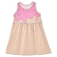 Strawberry Sprinkles Ice Cream Cone Girls Dress Kids Toddler Casual Dresses Summer Dresses 2T