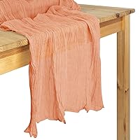 Gauze Table Runner Extra Long Table Runner, Farmhouse Table Runner, Cheesecloth Tablecloth (Dark Orange, 28.3 x 157-Inch)