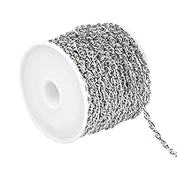 32.8 Feet Stainless Steel Link Chain Bulk Twisted Silver Necklace Chains Roll With Spool for Men Women Jewelry Chain DIY Making