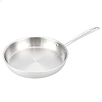 Amazon Basics Tri-Ply Stainless Steel Fry Pan, 12 Inch, Silver (Previously AmazonCommercial brand)