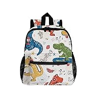 Preschool Kids Backpack, Music Lover Dinosaur Cartoon Animal Mini Bookbag Kindergarten Nursery Bags for Boys Girls Toddler