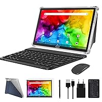 Tablet 10 inch 2 in 1 4G Phone Tablet with Dual Sim Slot, 4GB+64GB Storage(Support 512GB Expand), Octa-Core Processor,13MP Camera, WiFi Android Tablet with Keyboard Mouse Stylus(Gray) 1