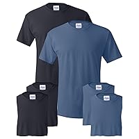 Hanes Men's 6-Pack Crew T-Shirt, 3 Navy / 3 Denim Blue, XX-Large