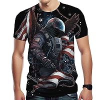 Men's Cool T Shirt with American Flag and Eagle, Street Novelty Tee, Best Birthday Gifts