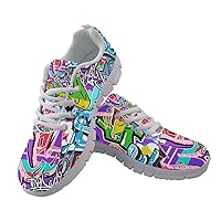 HUGS IDEA Running Shoes Lace Up Trainers Breathable Mesh Trainers for Daily Sports, Gym, Fitness, Rainbow Teeth Tribal Dentist