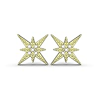 Starburst Diamond Earrings/ 14k Yellow Gold Diamond Cluster Earrings/Starburst Diamond Earring Studs/Christmas Gift Stud