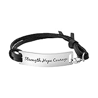 Inspirational Leather Bracelet for Women Christian Engraved Bibler Verse Silver Jewelry