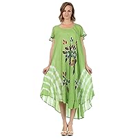 Sakkas Embroidered Painted Floral Cap Sleeve Rayon Dress