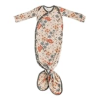 Copper Pearl Baby Gown - Knotted Newborn Sleepers for Baby Boy and Girl, Soft Stretchy Long Sleeve Infant Gowns with Bottom Tie and Hand Mittens, Perfect Hospital Coming Home Outfit (Eden)