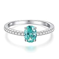 Bellitia Jewelry Women's Ring in 925 Sterling Silver with Paraiba Tourmaline, Fashion Ring with Green Stones for Women, Women's Jewelry Set Gift