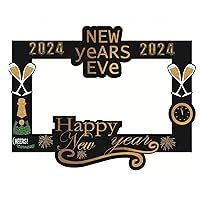 Happy New Year Photo Booth Picture Frame, 2024 Photo Booth Picture Frame & Props, New Year's Eve Party Photo Booth Props Supplies