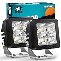 Nilight Motorcycle Led Pods 2PCS 2 Inch 20W Spot Beam Square Mini Driving Work Lights Built-in EMC Offroad Lights Side Light Ditch Lights for Tractor Truck Motorbike Boat ATV, 3 Years Warranty