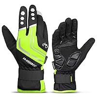 INBIKE Cycling Gloves for Men Winter Windproof Reflective Thermal Gel Pads Touch Screen