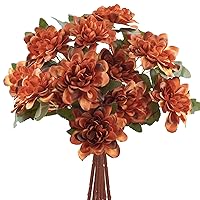 Uieke 6PCS Artificial Daisy Mums Flowers with Stem, Burnt Orange Silk Flowers Arrangement for Home Party Fall Wedding Bouquet Thanksgiving Table Centerpieces Decor (Vintage Terracotta)