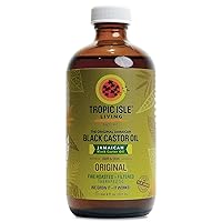 Tropic Isle Living Jamaican Black Castor Oil | Rich in Vitamin E, Omega Fatty Acids & Minerals | For Hair Growth Oil, Skin Conditioning, Eyebrows & Eyelashes (1, 8oz - Glass Bottle)