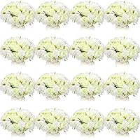 240 Pcs Artificial Rose Flowers Bouquet Rose Silk Realistic Flowers Bulk Centerpieces DIY Bride Fake Rose for Home Bridal Wedding Party Decorations (White and Green)