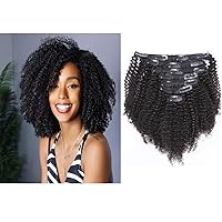 Loxxy Afro Kinky Curly Clip In Hair Extensions Natural Black Hair Clip Ins Virgin 3C 4A Clip In Hair Extensions For African Black Women 8A Grade Kinkys Curly Human Hair Clip Ins 10 Inch