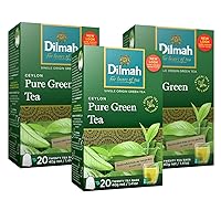 Dilmah Pure Ceylon Green Tea - 60 Individually Wrapped Tea Bags (20 Tea Bags per Pack) - Refreshing Green Tea Packed at the Source