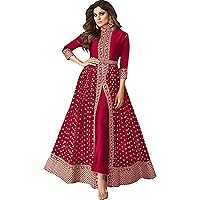 Indian Pakistani Ready to Wear Silk Anarkali Gown with Dupatta Suits