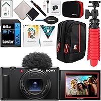 Sony ZV-1 II Vlog Camera with 4K Video & 20.1MP for Content Creators and Vloggers Black ZV-1M2/B Bundle with Deco Gear Case + 64GB Memory Card + Grip/Tripod 2 in 1 + Software + Accessories Kit