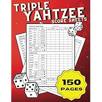 Triple Yahtzee Score Sheets: 150 Pages for Scorekeeping, Triple Yahtzee Score Pads, Large Print Score Book with Size 8,5 x 11 inches