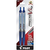 PILOT Precise V5 RT Refillable & Retractable Liquid Ink Rolling Ball Pens, Extra Fine Point (0.5mm) Blue Ink, 2-Pack (26051)