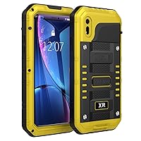 Beasyjoy iPhone XR Metal Case, Waterproof Heavy Duty Case with Built-in Screen Protector, Full Body Protective Shockproof Tough Rugged Military Grade Defender Outdoor Case(Yellow)