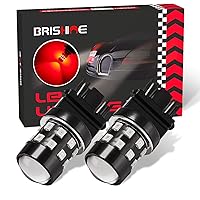 Super Bright 3157 3156 3057 3056 4057 4157 3157K T25 3457 LED Bulbs Brilliant Red 9-30V Non-polarity 24-SMD LED Chipsets with Projector for Brake Tail Lights, Turn signal Lights(Pack of 2)