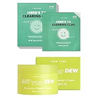 I DEW CARE Clay Sheet Mask - Here's To Clearing Clay, 4 EA + Face Cream - Say You Dew, 1.69 Fl Oz Bundle