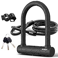 Heavy Duty Bike U Lock - Super Strong 12 Ton Shear, 20mm U Shape Lock Anti-Theft Silicone Covered Electric Scooter Lock Keyhole with Sliding Cover 4ft Steel Cable with Mounting Bracket and 3 Keys(S)