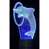 AZ Trading & Import TG2856 3D Dolphin Laser Cut Precision LED Lights, Multicolor